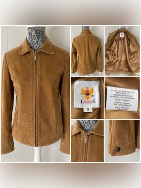 Ameri Mode Genuine Leather Jacket Women’s Small Tan SuedeWestern BohoStyle5559